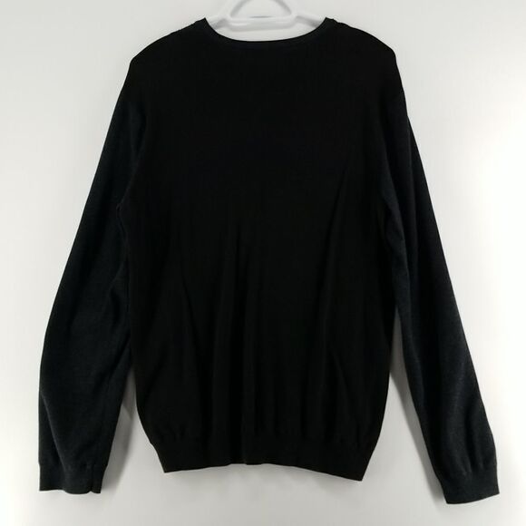 Calvin Klein Sweater Women's Large Raised Strip V Neck Long Sleeved Cotton Black - Picture 6 of 10